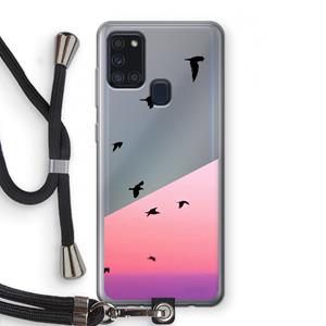 CaseCompany Fly away: Samsung Galaxy A21s Transparant Hoesje met koord