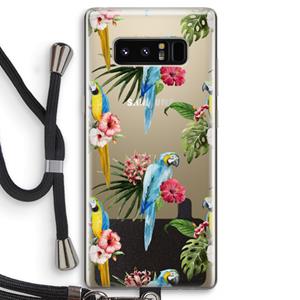 CaseCompany Kleurrijke papegaaien: Samsung Galaxy Note 8 Transparant Hoesje met koord