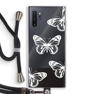 CaseCompany White butterfly: Samsung Galaxy Note 10 Plus Transparant Hoesje met koord