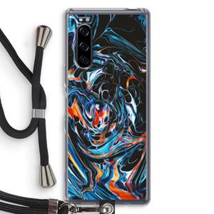CaseCompany Black Unicorn: Sony Xperia 5 Transparant Hoesje met koord