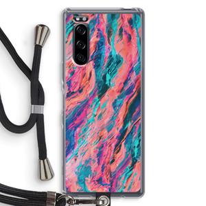 CaseCompany Electric Times: Sony Xperia 5 Transparant Hoesje met koord