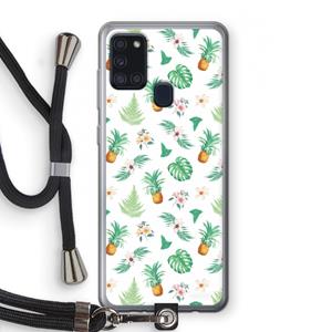 CaseCompany Ananas bladeren: Samsung Galaxy A21s Transparant Hoesje met koord