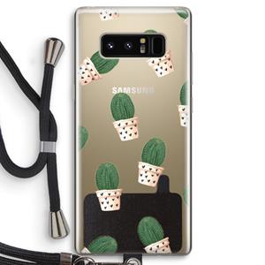 CaseCompany Cactusprint roze: Samsung Galaxy Note 8 Transparant Hoesje met koord