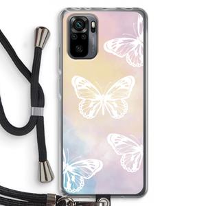 CaseCompany White butterfly: Xiaomi Redmi Note 10 Pro Transparant Hoesje met koord