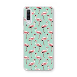 CaseCompany Flamingoprint groen: Samsung Galaxy A70 Transparant Hoesje