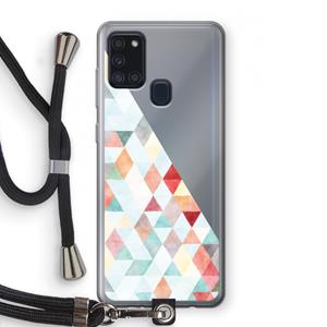 CaseCompany Gekleurde driehoekjes pastel: Samsung Galaxy A21s Transparant Hoesje met koord
