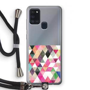 CaseCompany Gekleurde driehoekjes: Samsung Galaxy A21s Transparant Hoesje met koord