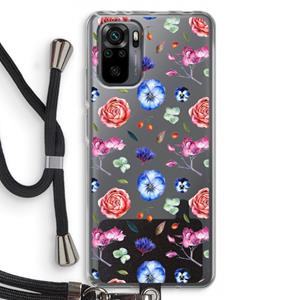 CaseCompany Bloemetjes: Xiaomi Redmi Note 10 Pro Transparant Hoesje met koord