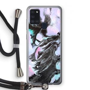 CaseCompany Pastel zwart: Samsung Galaxy A21s Transparant Hoesje met koord