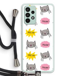 CaseCompany Meow: Samsung Galaxy A52s 5G Transparant Hoesje met koord