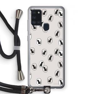 CaseCompany Miauw: Samsung Galaxy A21s Transparant Hoesje met koord