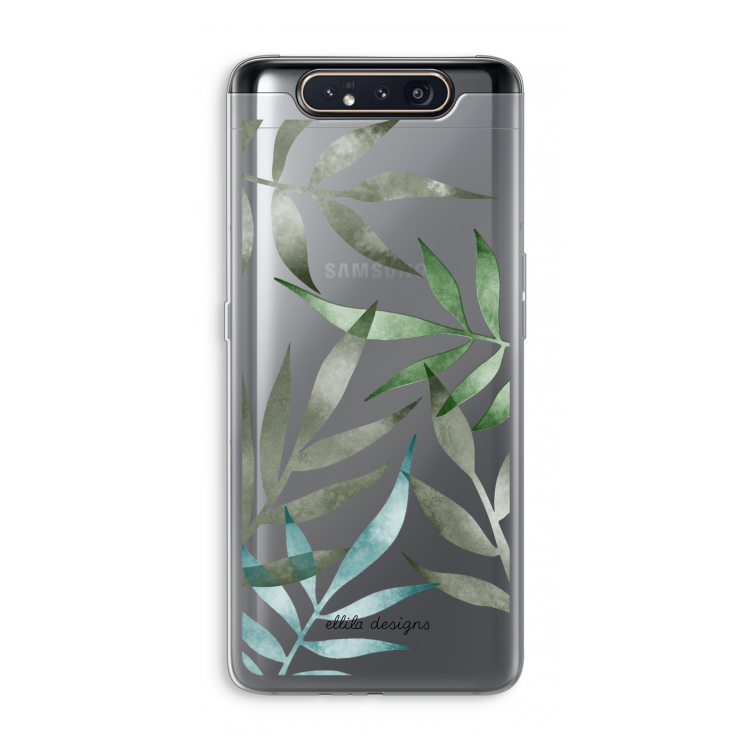 CaseCompany Tropical watercolor leaves: Samsung Galaxy A80 Transparant Hoesje