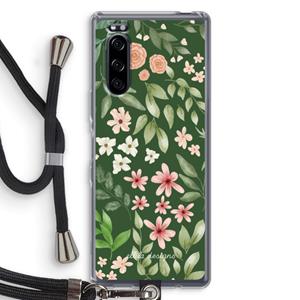 CaseCompany Botanical green sweet flower heaven: Sony Xperia 5 Transparant Hoesje met koord