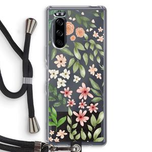 CaseCompany Botanical sweet flower heaven: Sony Xperia 5 Transparant Hoesje met koord