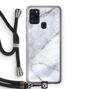 CaseCompany Witte marmer: Samsung Galaxy A21s Transparant Hoesje met koord