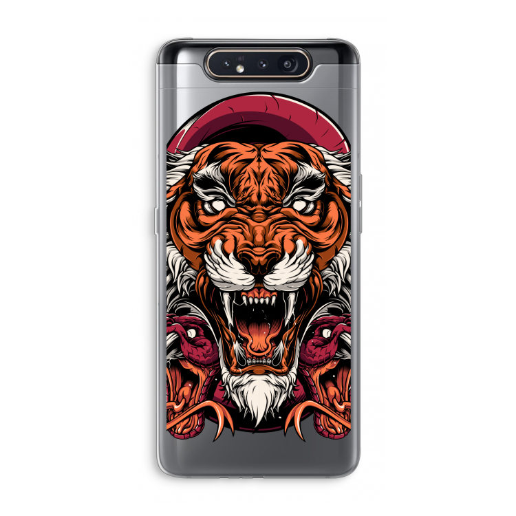 CaseCompany Tiger and Rattlesnakes: Samsung Galaxy A80 Transparant Hoesje