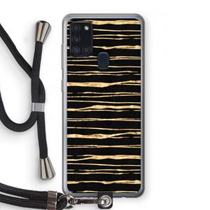 CaseCompany Gouden strepen: Samsung Galaxy A21s Transparant Hoesje met koord