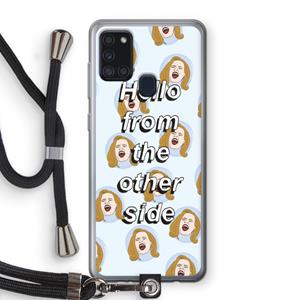 CaseCompany Hello: Samsung Galaxy A21s Transparant Hoesje met koord