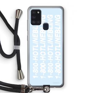 CaseCompany Hotline bling blue: Samsung Galaxy A21s Transparant Hoesje met koord
