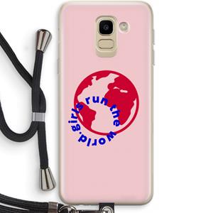 CaseCompany Run The World: Samsung Galaxy J6 (2018) Transparant Hoesje met koord