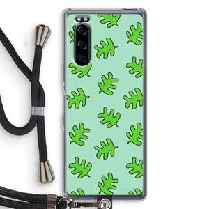 CaseCompany Groene blaadjes: Sony Xperia 5 Transparant Hoesje met koord