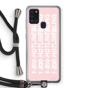 CaseCompany Hotline bling pink: Samsung Galaxy A21s Transparant Hoesje met koord