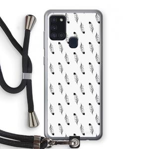 CaseCompany Pluimen: Samsung Galaxy A21s Transparant Hoesje met koord