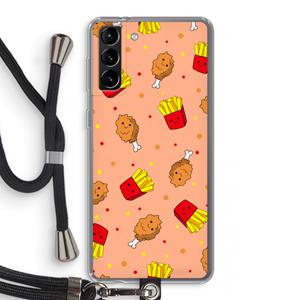 CaseCompany Chicken 'n Fries: Samsung Galaxy S21 Plus Transparant Hoesje met koord