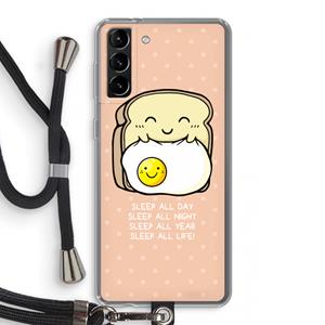 CaseCompany Sleep All Day: Samsung Galaxy S21 Plus Transparant Hoesje met koord
