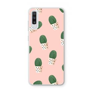 CaseCompany Cactusprint roze: Samsung Galaxy A70 Transparant Hoesje