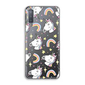 CaseCompany Rainbow Unicorn: Samsung Galaxy A7 (2018) Transparant Hoesje