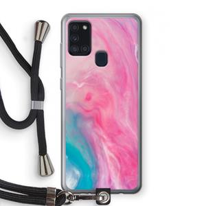 CaseCompany Roze explosie: Samsung Galaxy A21s Transparant Hoesje met koord