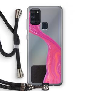 CaseCompany Paarse stroom: Samsung Galaxy A21s Transparant Hoesje met koord
