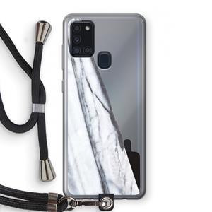 CaseCompany Gestreepte marmer: Samsung Galaxy A21s Transparant Hoesje met koord