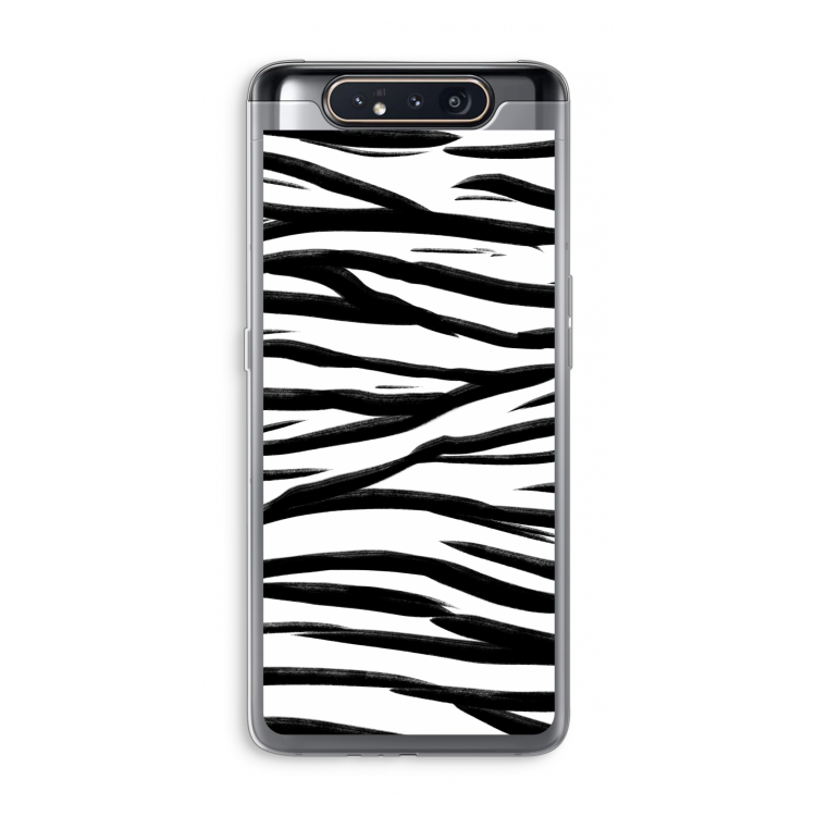 CaseCompany Zebra pattern: Samsung Galaxy A80 Transparant Hoesje