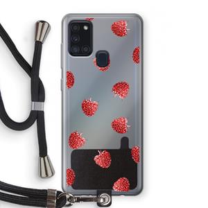 CaseCompany Framboosjes: Samsung Galaxy A21s Transparant Hoesje met koord