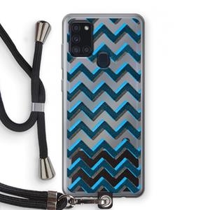 CaseCompany Onderbroken lijn: Samsung Galaxy A21s Transparant Hoesje met koord