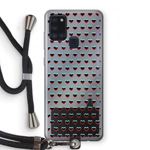 CaseCompany Hartjes: Samsung Galaxy A21s Transparant Hoesje met koord