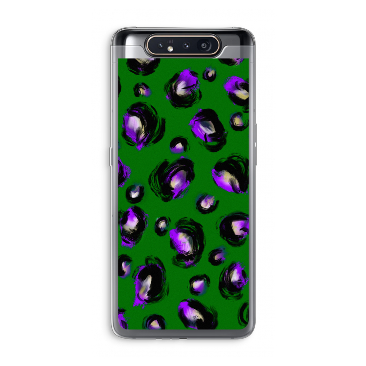 CaseCompany Green Cheetah: Samsung Galaxy A80 Transparant Hoesje