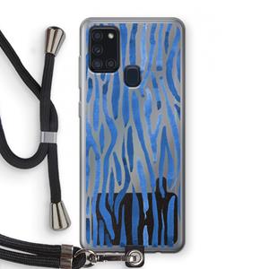 CaseCompany Blauwe nerven: Samsung Galaxy A21s Transparant Hoesje met koord