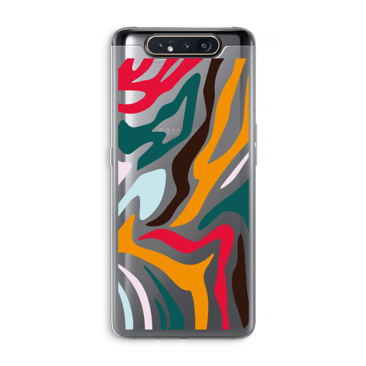 CaseCompany Colored Zebra: Samsung Galaxy A80 Transparant Hoesje