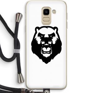 CaseCompany Angry Bear (white): Samsung Galaxy J6 (2018) Transparant Hoesje met koord