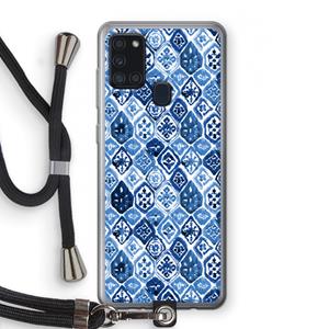 CaseCompany Blauw motief: Samsung Galaxy A21s Transparant Hoesje met koord