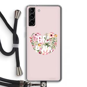 CaseCompany GRL PWR Flower: Samsung Galaxy S21 Plus Transparant Hoesje met koord