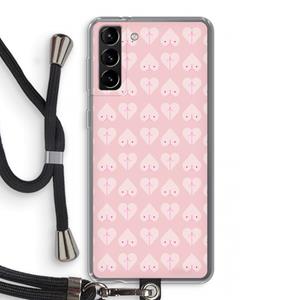 CaseCompany Ass 'n Titties: Samsung Galaxy S21 Plus Transparant Hoesje met koord