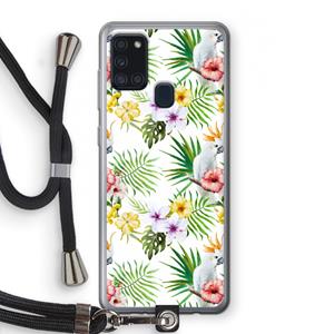 CaseCompany Gele kuif: Samsung Galaxy A21s Transparant Hoesje met koord
