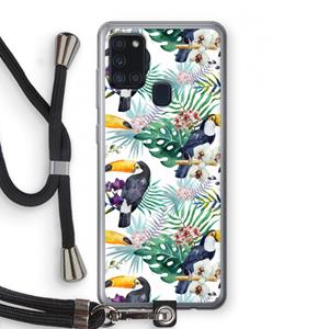 CaseCompany Tukans: Samsung Galaxy A21s Transparant Hoesje met koord