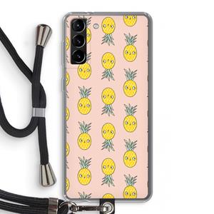 CaseCompany Ananas: Samsung Galaxy S21 Plus Transparant Hoesje met koord