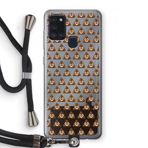 CaseCompany Poop emoji: Samsung Galaxy A21s Transparant Hoesje met koord