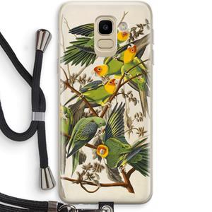 CaseCompany Carolinaparkiet: Samsung Galaxy J6 (2018) Transparant Hoesje met koord